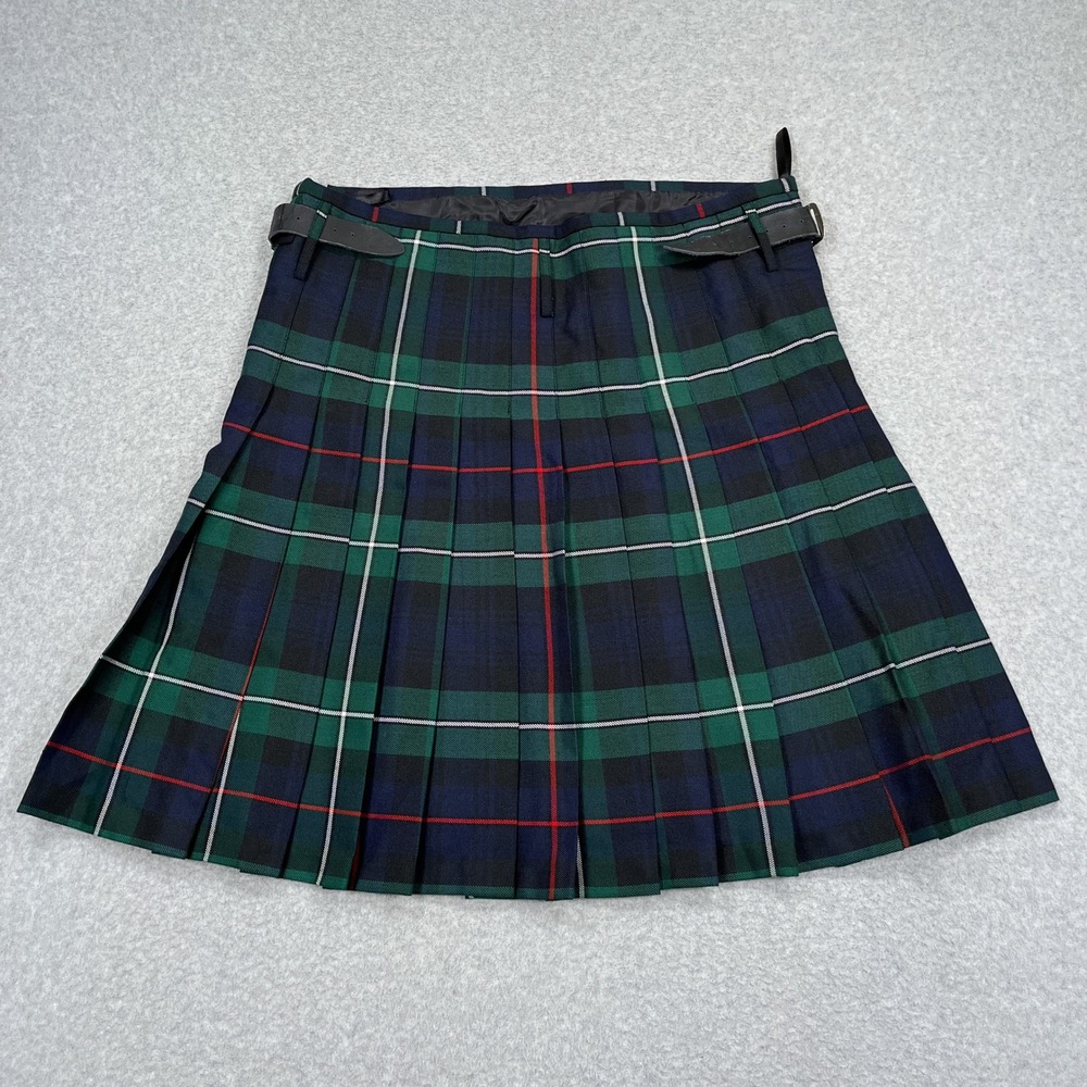 The Kilt Mens 38/40 x 24 Green Traditional Tartan Plaid Double Buckle Scottish
